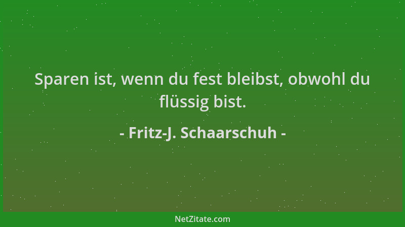 Fritz-J. Schaarschuh - Sparen ist, wenn du fest bleibst, obwohl du flüssig bist....