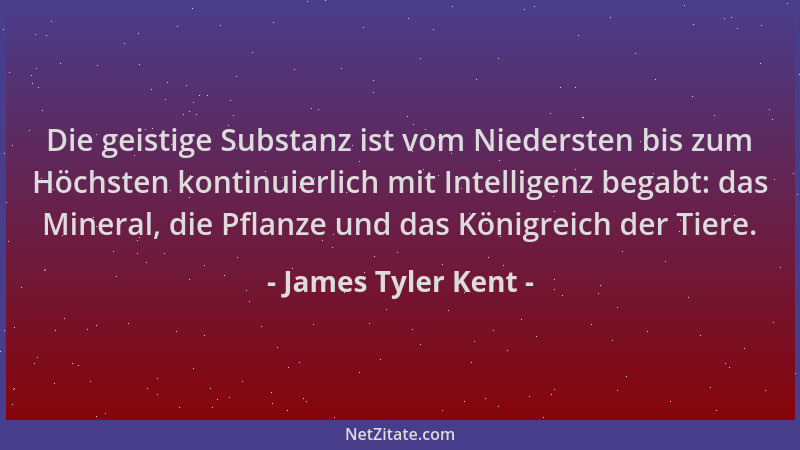 James Tyler Kent - Die geistige Substanz ist vom Niedersten bis zum Höchsten kontinuierlich mit Intelligenz begabt: das Min...