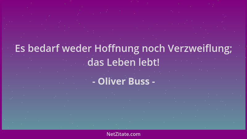 Oliver Buss - Es bedarf weder Hoffnung noch Verzweiflung; das Leben lebt!...