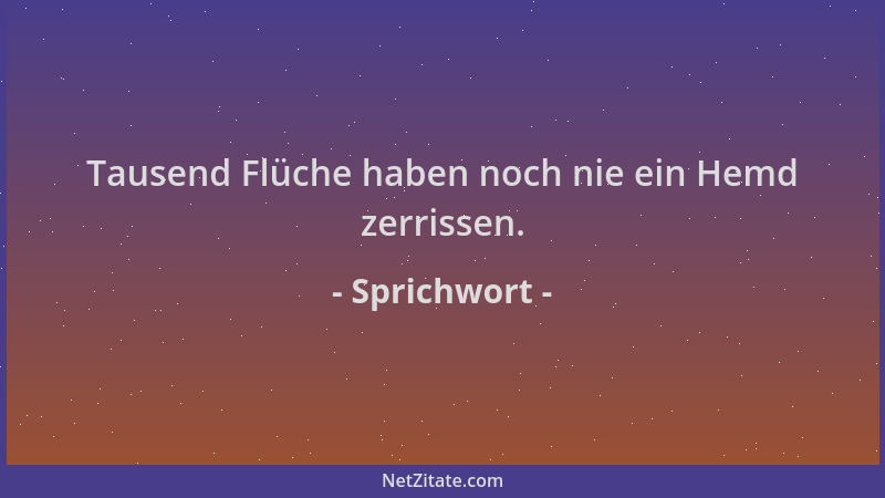 Sprichwort - Tausend Flüche haben noch nie ein Hemd zerrissen....