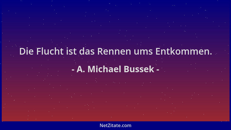 A. Michael Bussek - Die Flucht ist das Rennen ums Entkommen....