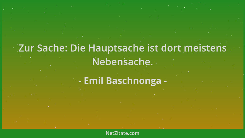 Emil Baschnonga - Zur Sache: Die Hauptsache ist dort meistens Nebensache....
