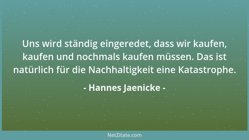 Hannes Jaenicke - Uns wird ständig eingeredet, dass wir kaufen, kaufen und nochmals kaufen müssen. Das ist natürlich für di...