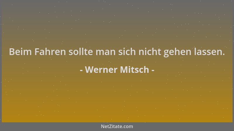 Werner Mitsch - Beim Fahren sollte man sich nicht gehen lassen....