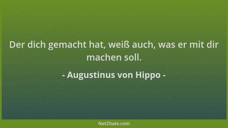 Augustinus von Hippo - Der dich gemacht hat, weiß auch, was er mit dir machen soll....