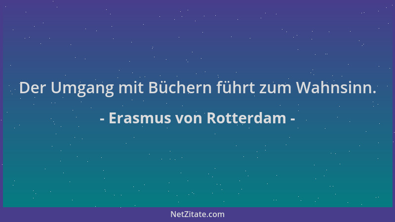 Erasmus von Rotterdam - Der Umgang mit Büchern führt zum Wahnsinn....