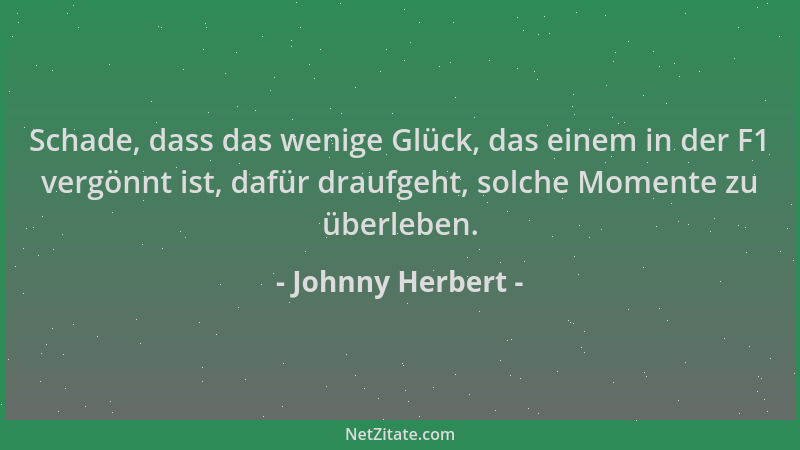 Johnny Herbert - Schade, dass das wenige Glück, das einem in der F1 vergönnt ist, dafür draufgeht, solche Momente zu überle...