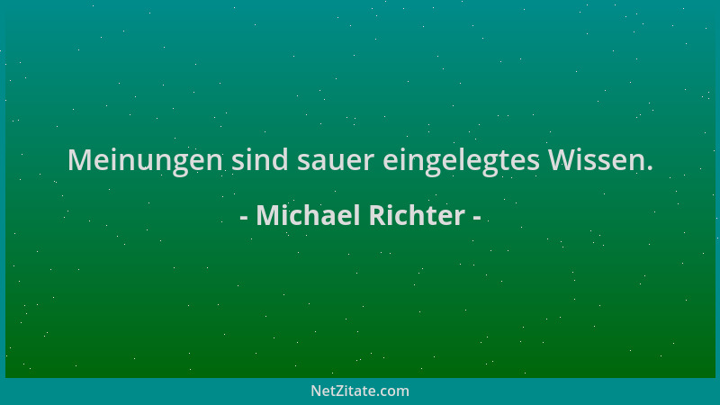 Michael Richter - Meinungen sind sauer eingelegtes Wissen....