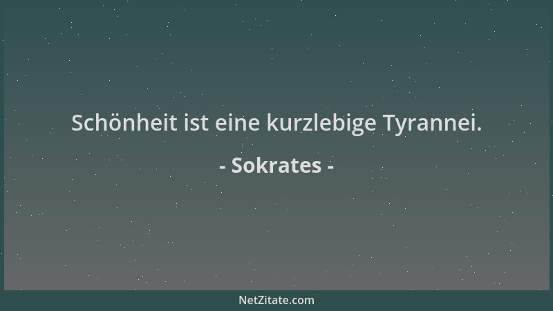 Sokrates - Schönheit ist eine kurzlebige Tyrannei....