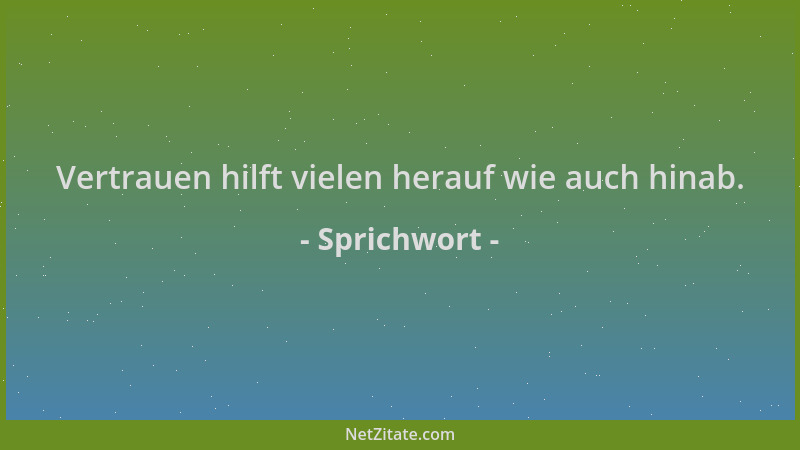 Sprichwort - Vertrauen hilft vielen herauf wie auch hinab....