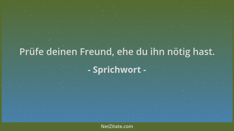 Sprichwort - Prüfe deinen Freund, ehe du ihn nötig hast....