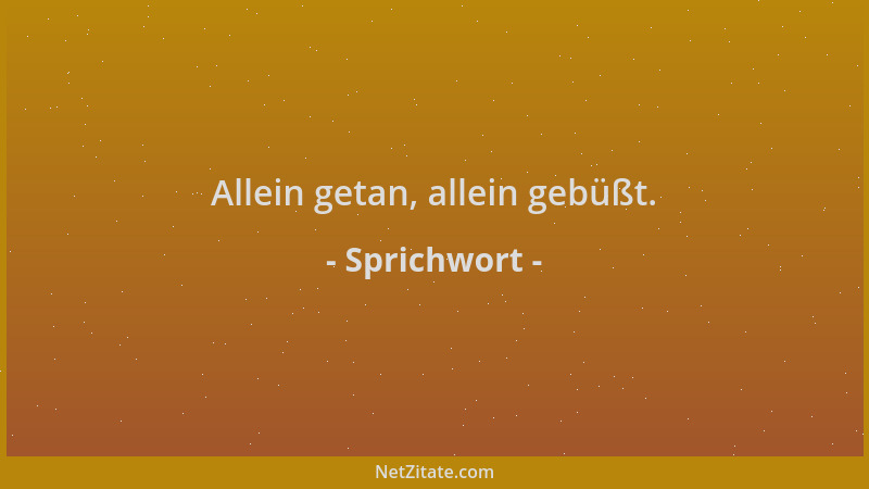 Sprichwort - Allein getan, allein gebüßt....