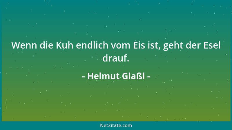 Helmut Glaßl - Wenn die Kuh endlich vom Eis ist, geht der Esel drauf....
