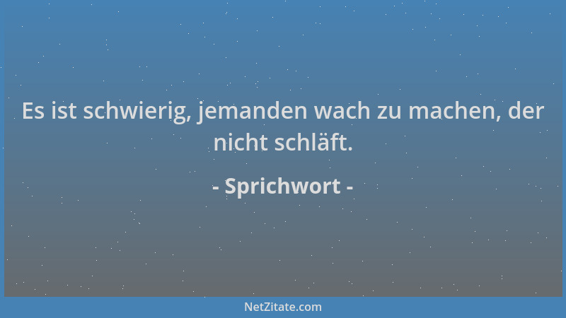 Sprichwort - Es ist schwierig, jemanden wach zu machen, der nicht schläft....