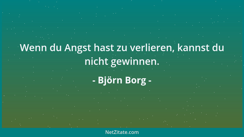 Björn Borg - Wenn du Angst hast zu verlieren, kannst du nicht gewinnen....