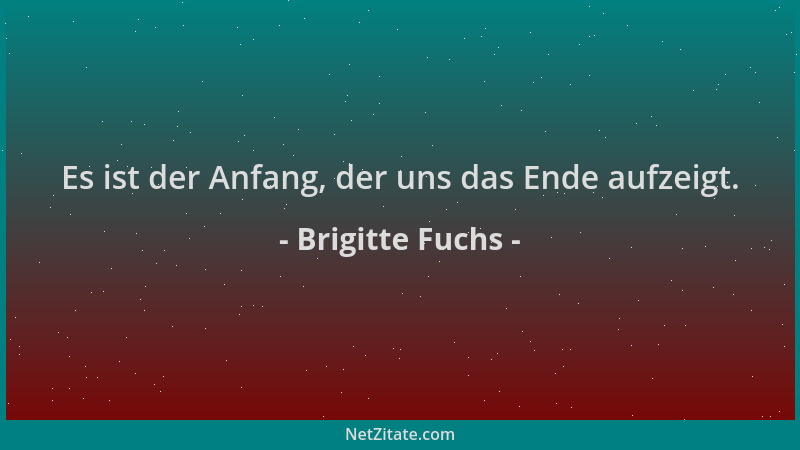 Brigitte Fuchs - Es ist der Anfang, der uns das Ende aufzeigt....