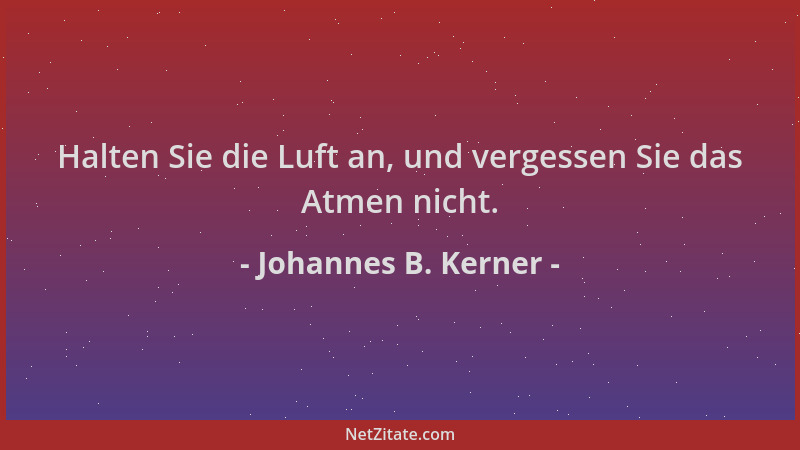 Johannes B. Kerner - Halten Sie die Luft an, und vergessen Sie das Atmen nicht....