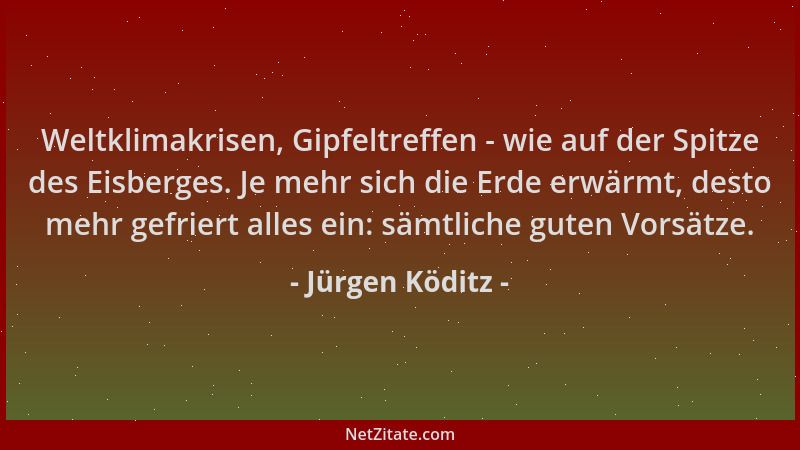 Jürgen Köditz - Weltklimakrisen, Gipfeltreffen - wie auf der Spitze des Eisberges. Je mehr sich die Erde erwärmt, desto meh...
