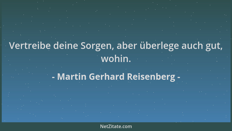 Martin Gerhard Reisenberg - Vertreibe deine Sorgen, aber überlege auch gut, wohin....