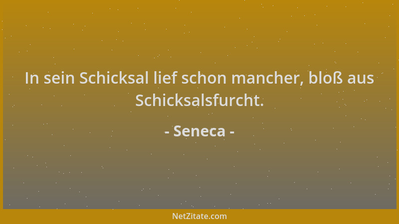 Seneca - In sein Schicksal lief schon mancher, bloß aus Schicksalsfurcht....