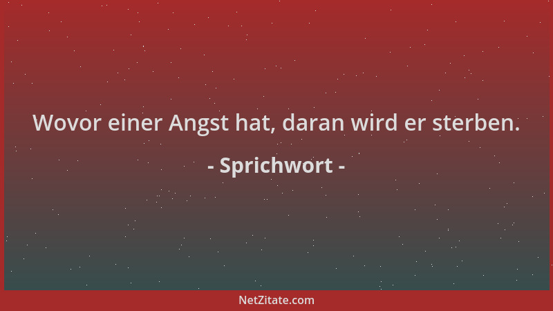 Sprichwort - Wovor einer Angst hat, daran wird er sterben....