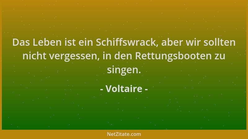 Voltaire - Das Leben ist ein Schiffswrack, aber wir sollten nicht vergessen, in den Rettungsbooten zu singen....