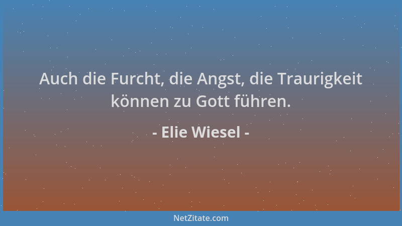Elie Wiesel - Auch die Furcht, die Angst, die Traurigkeit können zu Gott führen....