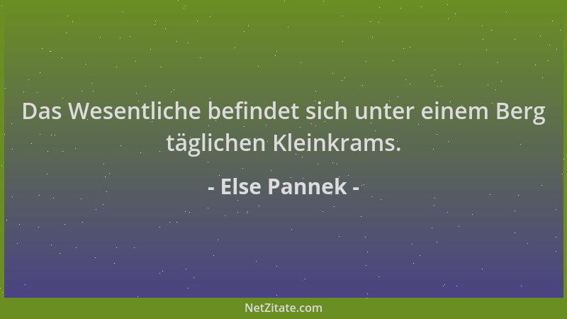 Else Pannek - Das Wesentliche befindet sich unter einem Berg täglichen Kleinkrams....