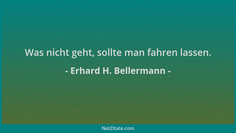 Erhard H. Bellermann - Was nicht geht, sollte man fahren lassen....