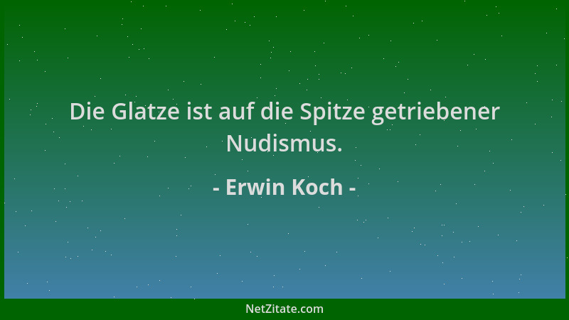 Erwin Koch - Die Glatze ist auf die Spitze getriebener Nudismus....