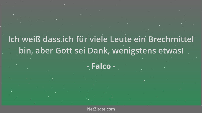 Falco - Ich weiß dass ich für viele Leute ein Brechmittel bin, aber Gott sei Dank, wenigstens etwas!...