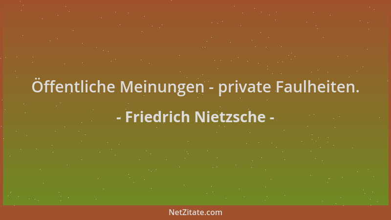 Friedrich Nietzsche - Öffentliche Meinungen - private Faulheiten....