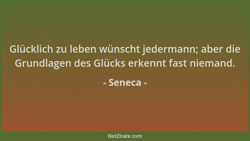 Seneca - Glücklich zu leben wünscht jedermann; aber die Grundlagen des Glücks erkennt fast niemand....