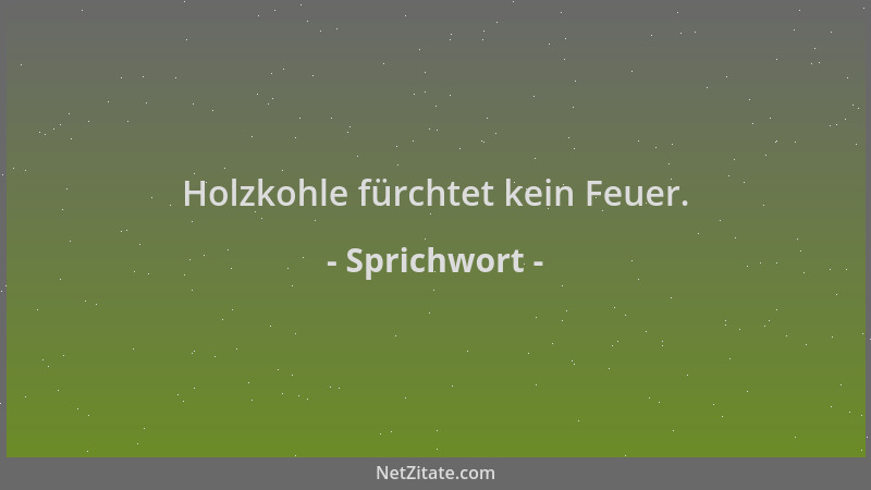 Sprichwort - Holzkohle fürchtet kein Feuer....