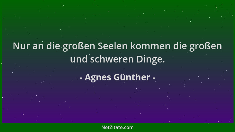 Agnes Günther - Nur an die großen Seelen kommen die großen und schweren Dinge....