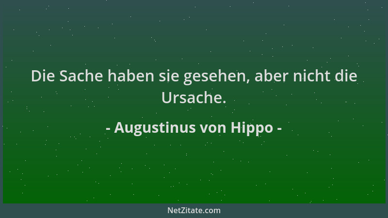 Augustinus von Hippo - Die Sache haben sie gesehen, aber nicht die Ursache....