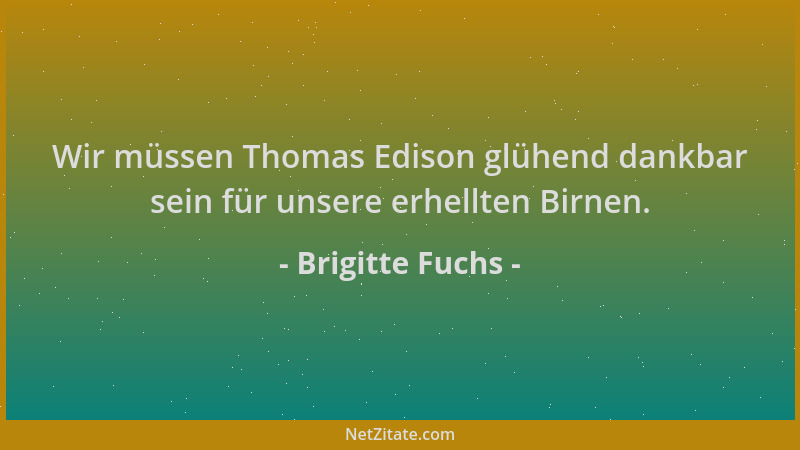 Brigitte Fuchs - Wir müssen Thomas Edison glühend dankbar sein für unsere erhellten Birnen....