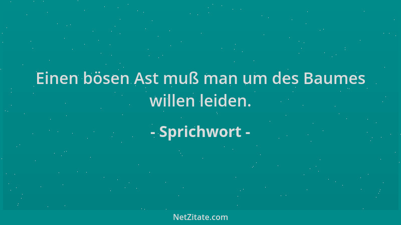 Sprichwort - Einen bösen Ast muß man um des Baumes willen leiden....