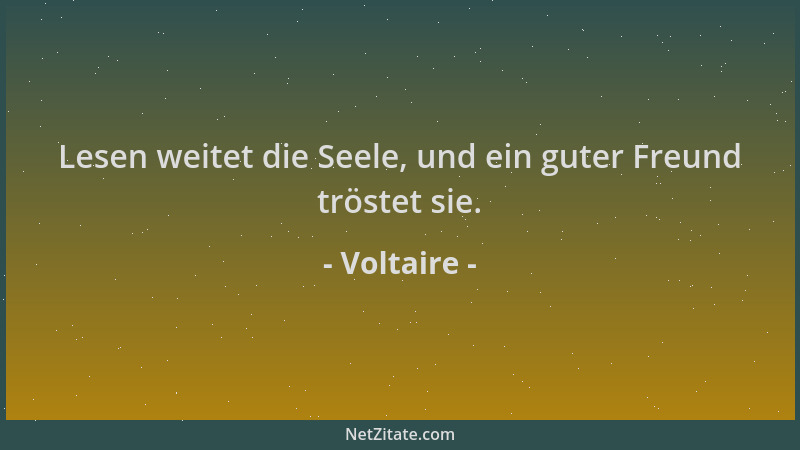 Voltaire - Lesen weitet die Seele, und ein guter Freund tröstet sie....