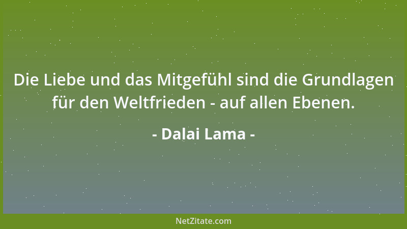 Dalai Lama - Die Liebe und das Mitgefühl sind die Grundlagen für den Weltfrieden - auf allen Ebenen....