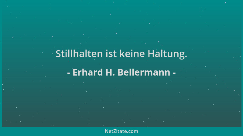 Erhard H. Bellermann - Stillhalten ist keine Haltung....