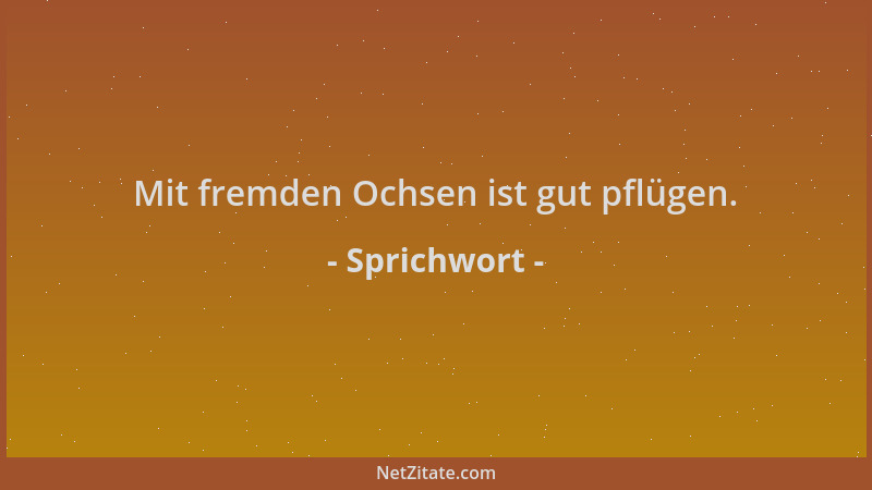 Sprichwort - Mit fremden Ochsen ist gut pflügen....