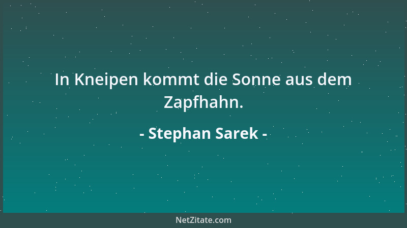 Stephan Sarek - In Kneipen kommt die Sonne aus dem Zapfhahn....