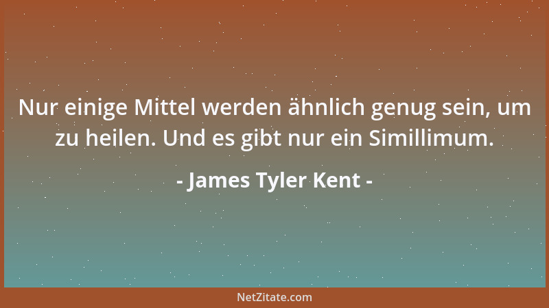 James Tyler Kent - Nur einige Mittel werden ähnlich genug sein, um zu heilen. Und es gibt nur ein Simillimum....