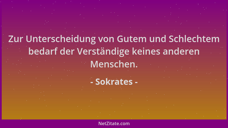 Sokrates - Zur Unterscheidung von Gutem und Schlechtem bedarf der Verständige keines anderen Menschen....