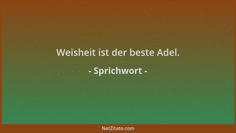Sprichwort - Weisheit ist der beste Adel....