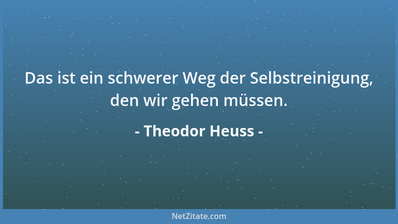 Theodor Heuss - Das ist ein schwerer Weg der Selbstreinigung, den wir gehen müssen....
