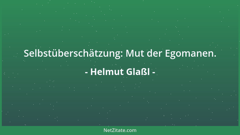 Helmut Glaßl - Selbstüberschätzung: Mut der Egomanen....