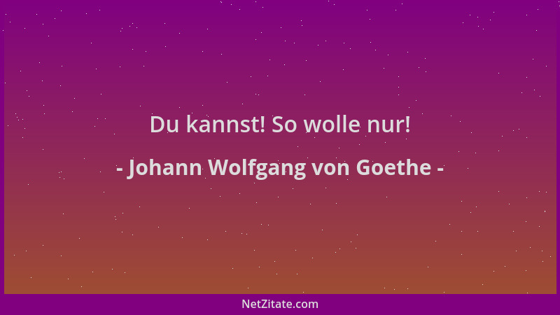 Johann Wolfgang von Goethe - Du kannst! So wolle nur!...