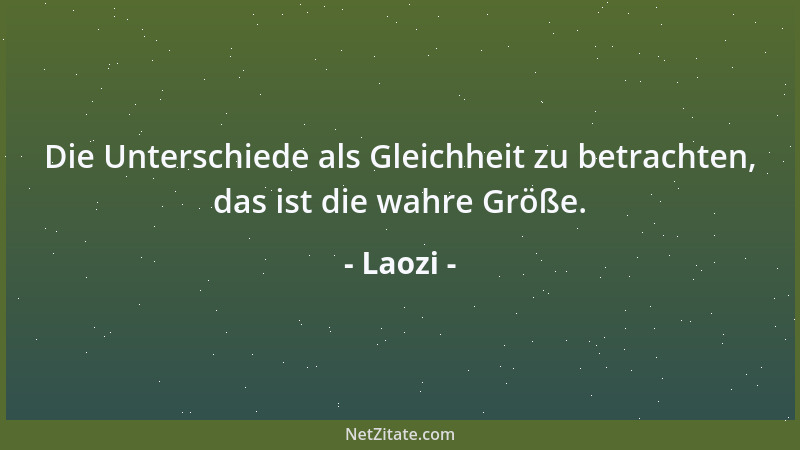 Laozi - Die Unterschiede als Gleichheit zu betrachten, das ist die wahre Größe....
